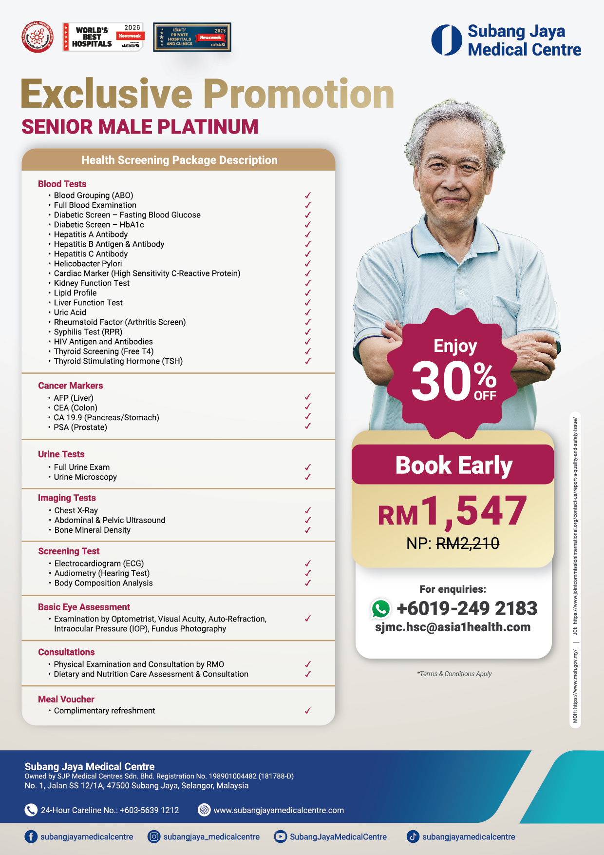 Senior Male Platinum Health Screening Package - RM1,547